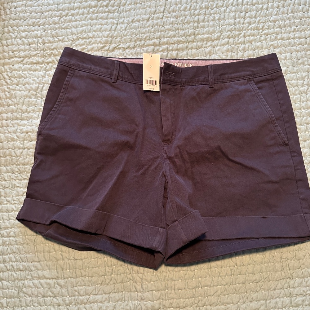 Banana Republic Womens City Chino Shorts Navy Size 14 NWT